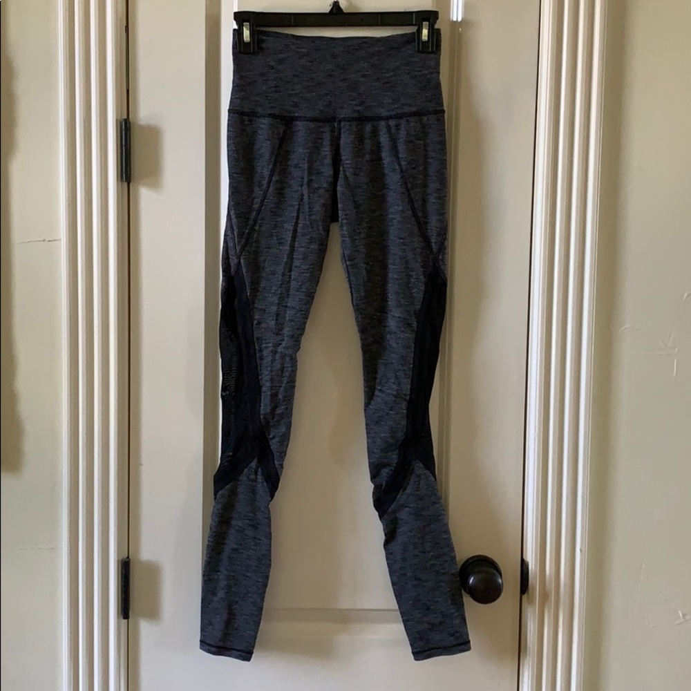 Athleta grey and black mesh leggings